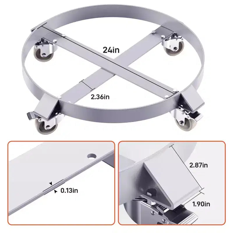 55 Gallon Drum Dolly, 1,000 Pound Capacity Barrel Dolly with Steel Frame 4 Swivel Casters Wheel, Barrel Cart