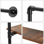 4 Tier Industrial Pipe Wall Mounted Shelving, 30 Rustic Floating Shelf Unit, Real Wood, Kitchen Bar, Book & Wine Display Rack