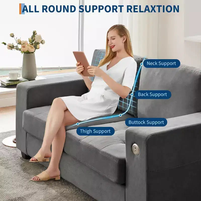 71 Oversized Cloud Couch, 93 Pounds Mid Century Chenille Sofa, No Assembly Required & Deep Seat