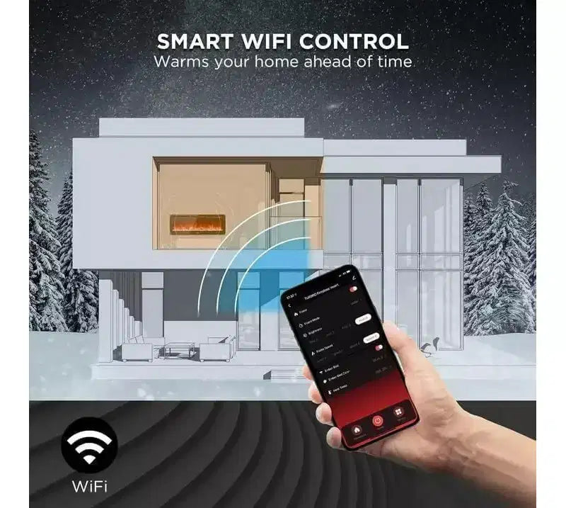 88 inch Electric Fireplace, Smart Recessed or Wall-Mounted, WiFi Control, Dual Heat 750/1500W, 12 Flame Colors, Touch Screen, Timer
