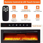 88 inch Electric Fireplace, Smart Recessed or Wall-Mounted, WiFi Control, Dual Heat 750/1500W, 12 Flame Colors, Touch Screen, Timer