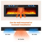 80 inch Smart Electric Fireplace Recessed & Mounted, Dual Heat 750/1500W with Remote, Adjustable Flames, Touch Screen, Timer