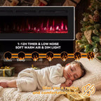 80 inch Smart Electric Fireplace Recessed & Mounted, Dual Heat 750/1500W with Remote, Adjustable Flames, Touch Screen, Timer