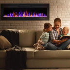 80 inch Smart Electric Fireplace Recessed & Mounted, Dual Heat 750/1500W with Remote, Adjustable Flames, Touch Screen, Timer