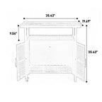 Bar Serving Cart Outdoor Wicker Wine and Beverage Storage with Plastic Wood Top for Patio, Black, 35.43*19.69*35.43