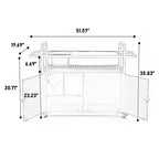 Bar Serving Cart Outdoor Wicker Table with Cabinet and Steel Top for Patio, Black, 51.57*19.69*35.83