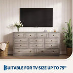 Commode en bois à 12 tiroirs pour chambre, Organisateur de rangement pour vêtements en bois pour salon, couloir, Meuble TV commode large et moderne