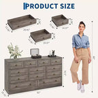 Commode en bois à 12 tiroirs pour chambre, Organisateur de rangement pour vêtements en bois pour salon, couloir, Meuble TV commode large et moderne
