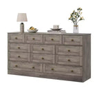 Commode en bois à 12 tiroirs pour chambre, Organisateur de rangement pour vêtements en bois pour salon, couloir, Meuble TV commode large et moderne