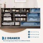 Commode en bois à 12 tiroirs pour chambre, Organisateur de rangement pour vêtements en bois pour salon, couloir, Meuble TV commode large et moderne