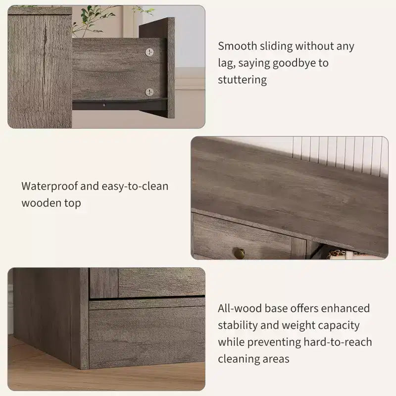 12 Drawers Wood Dressers for Bedroom, Wooden Chest of Drawers Clothes Storage Organizer for Living Room, Hallway, Modern Wide TV Stand Dresser