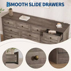 Commode en bois à 12 tiroirs pour chambre, Organisateur de rangement pour vêtements en bois pour salon, couloir, Meuble TV commode large et moderne