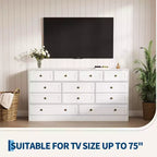 Commode en bois à 12 tiroirs pour chambre, Organisateur de rangement pour vêtements en bois pour salon, couloir, Meuble TV commode large et moderne