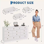 Commode en bois à 12 tiroirs pour chambre, Organisateur de rangement pour vêtements en bois pour salon, couloir, Meuble TV commode large et moderne