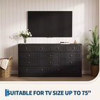 Commode en bois à 12 tiroirs pour chambre, Organisateur de rangement pour vêtements en bois pour salon, couloir, Meuble TV commode large et moderne