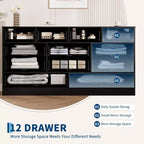Commode en bois à 12 tiroirs pour chambre, Organisateur de rangement pour vêtements en bois pour salon, couloir, Meuble TV commode large et moderne