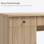 54 Executive Desk with Drawers, Fluted Home Office Desk with File Cabinet, Wooden Computer Writing Desk for Study, Conference Table for Living Room