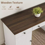 54 Executive Desk with Drawers, Fluted Home Office Desk with File Cabinet, Wooden Computer Writing Desk for Study, Conference Table for Living Room