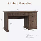 54 Executive Desk with Drawers, Fluted Home Office Desk with File Cabinet, Wooden Computer Writing Desk for Study, Conference Table for Living Room