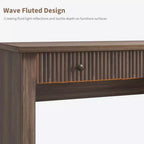 54 Executive Desk with Drawers, Fluted Home Office Desk with File Cabinet, Wooden Computer Writing Desk for Study, Conference Table for Living Room