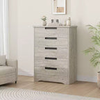 Modern 5-Drawer Dresser in Gray - Recessed Handles, Spacious Storage for Bedroom Nursery Entryway