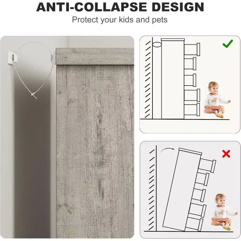 Modern 5-Drawer Dresser in Gray - Recessed Handles, Spacious Storage for Bedroom Nursery Entryway