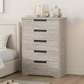Modern 5-Drawer Dresser in Gray - Recessed Handles, Spacious Storage for Bedroom Nursery Entryway