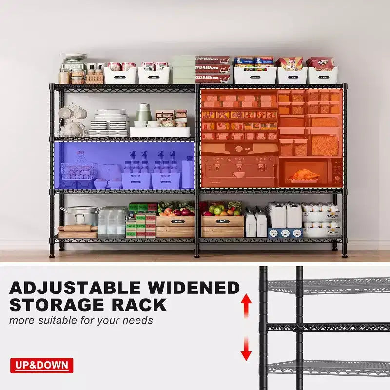 4-Tier Heavy Duty Metal Storage Rack, 72W x 18D x 60H Adjustable Wire Metal Shelves for Storage, 1600LBS Free Standing Storage Shelf Units