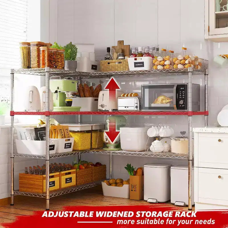 4-Tier Heavy Duty Metal Storage Rack, 72W x 18D x 60H Adjustable Wire Metal Shelves for Storage, 1600LBS Free Standing Storage Shelf Units