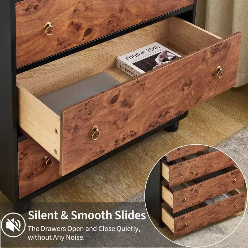5 Drawer Dresser for Bedroom,Storage Organizer with Double Rustic Handle,Wooden Dresser TV Stand,Chest of Drawers for Closet,Living Room,Hallway