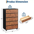 5 Drawer Dresser for Bedroom,Storage Organizer with Double Rustic Handle,Wooden Dresser TV Stand,Chest of Drawers for Closet,Living Room,Hallway