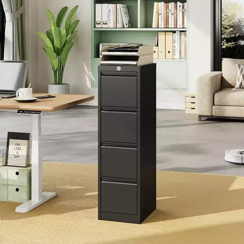 4-Drawer Vertical File Cabinet with Lock, Metal Filing Cabinet for Home Office, A4/Letter/Legal Hanging Files
