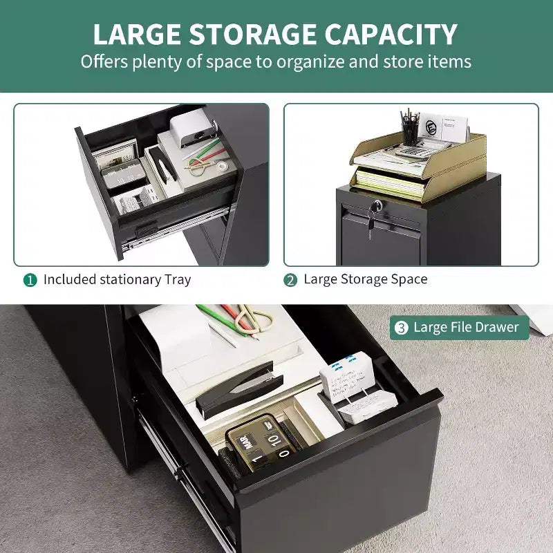 4-Drawer Vertical File Cabinet with Lock, Metal Filing Cabinet for Home Office, A4/Letter/Legal Hanging Files
