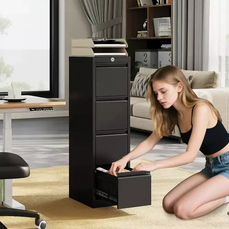 4-Drawer Vertical File Cabinet with Lock, Metal Filing Cabinet for Home Office, A4/Letter/Legal Hanging Files