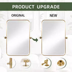 36 x 24 Iron Rectangle Gold Pivot Wall Mirror Tilting Bathroom Vanity Mirror Metal Framed Adjustable Two-way mirror for Bedroom Living Room