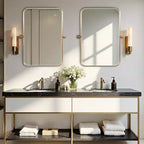 36 x 24 Iron Rectangle Gold Pivot Wall Mirror Tilting Bathroom Vanity Mirror Metal Framed Adjustable Two-way mirror for Bedroom Living Room