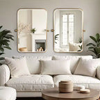36 x 24 Iron Rectangle Gold Pivot Wall Mirror Tilting Bathroom Vanity Mirror Metal Framed Adjustable Two-way mirror for Bedroom Living Room