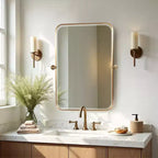 36 x 24 Iron Rectangle Gold Pivot Wall Mirror Tilting Bathroom Vanity Mirror Metal Framed Adjustable Two-way mirror for Bedroom Living Room