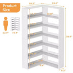 Corner Bookshelf, 6-Tier Corner Shelf l Shaped Bookshelf with Baffles,Wood Bookcase