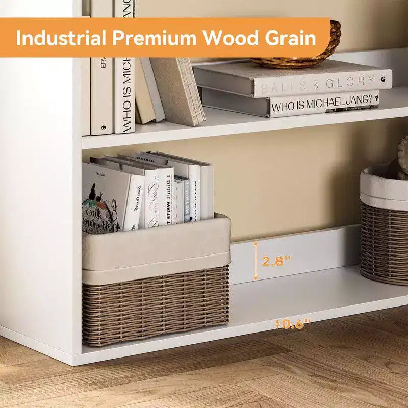 Corner Bookshelf, 6-Tier Corner Shelf l Shaped Bookshelf with Baffles,Wood Bookcase