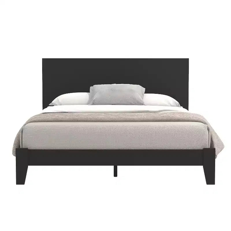 Queen Platform Bed with Headboard Black
