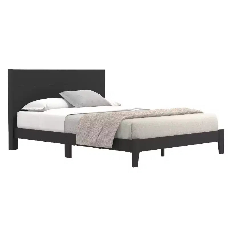 Queen Platform Bed with Headboard Black
