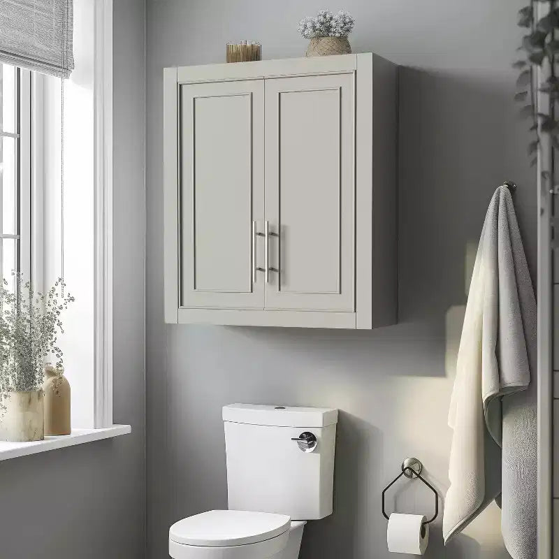 Bathroom Storage Cabinet Wooden Wall-Mounted Cabinets for Home, Small Space, Gray, 26*22*