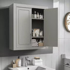 Bathroom Storage Cabinet Wooden Wall-Mounted Cabinets for Home, Small Space, Gray, 26*22*