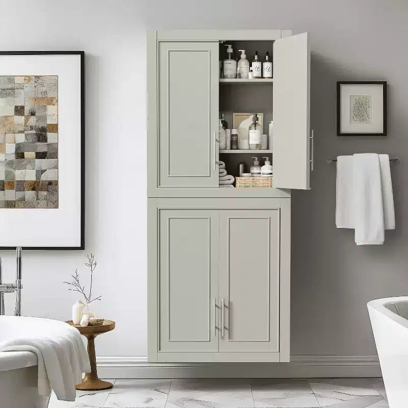 Bathroom Storage Cabinet Wooden Wall-Mounted Cabinets for Home, Small Space, Gray, 26*22*