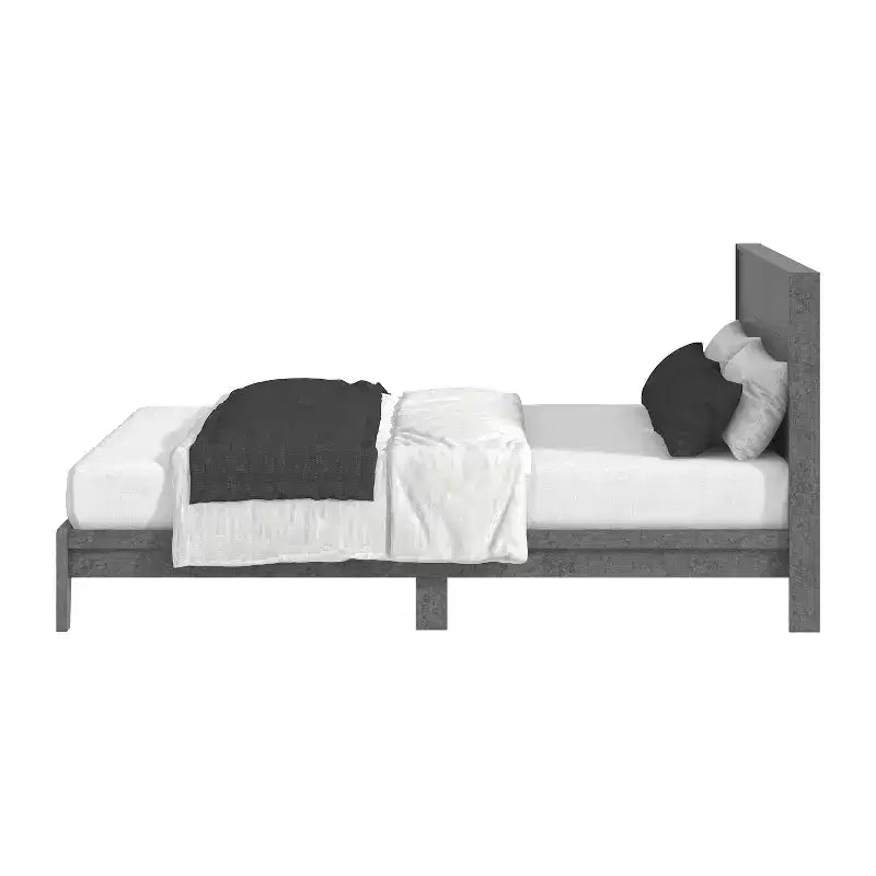 Queen Bed with Headboard Concrete Cool Grey