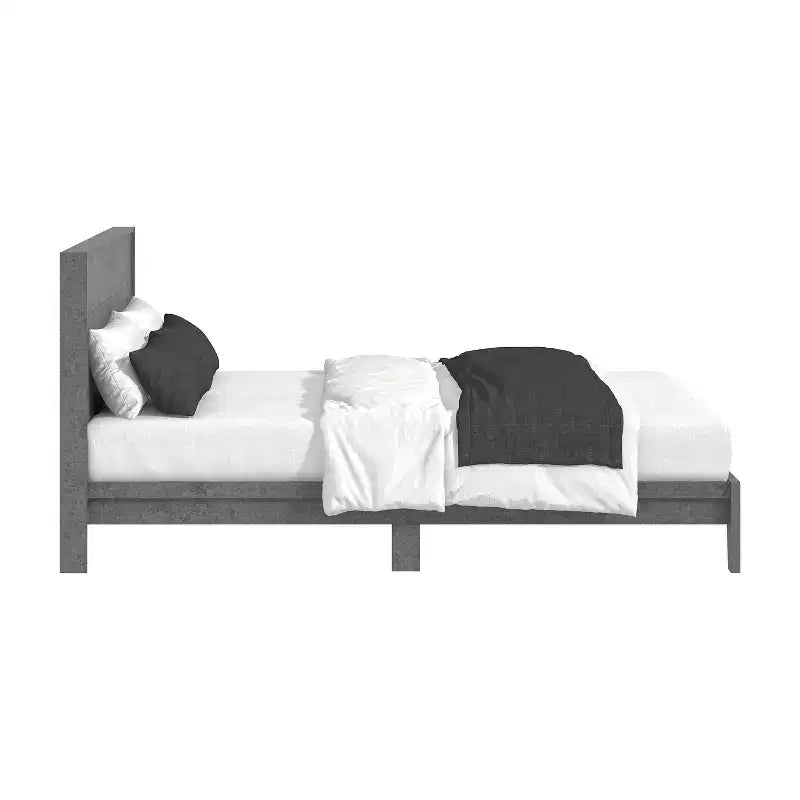 Queen Bed with Headboard Concrete Cool Grey