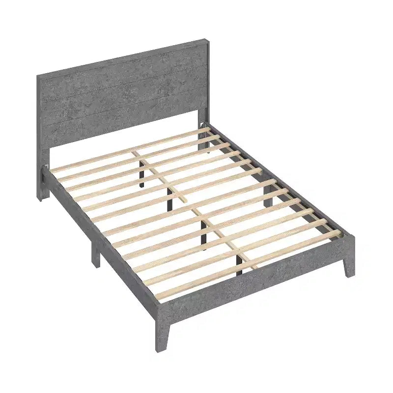 Queen Bed with Headboard Concrete Cool Grey