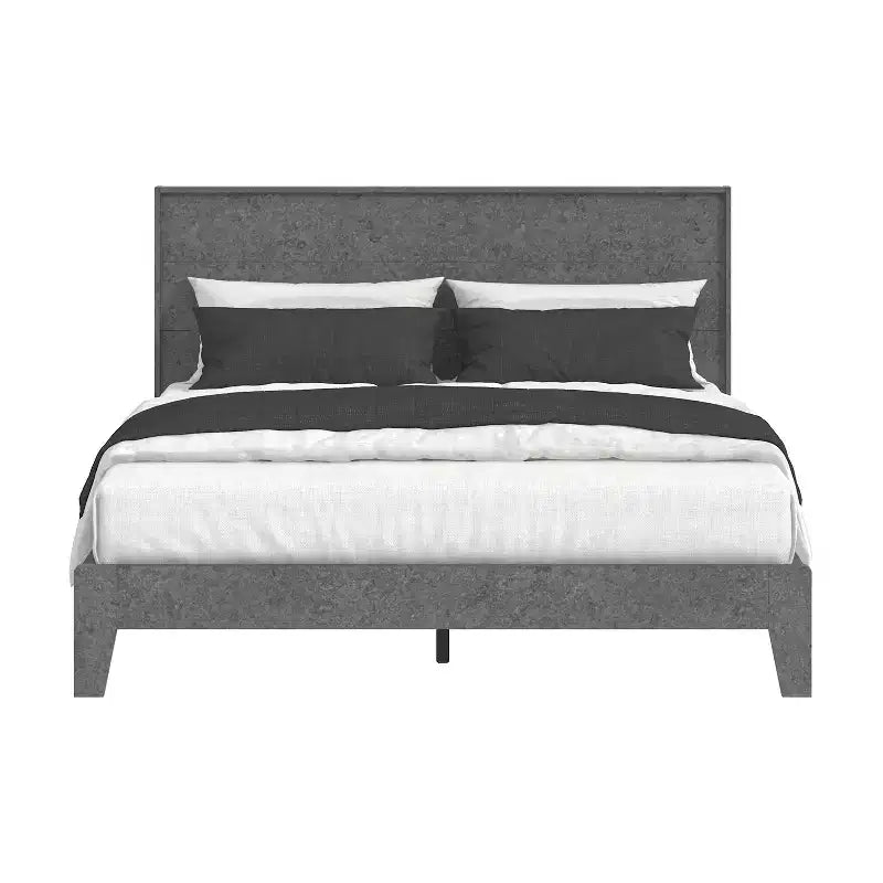 Queen Bed with Headboard Concrete Cool Grey