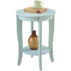 Round Accent End Table with Lower Shelf, Curved Legs and Smooth Finish Ideal for Living Room or Bedroom Corners